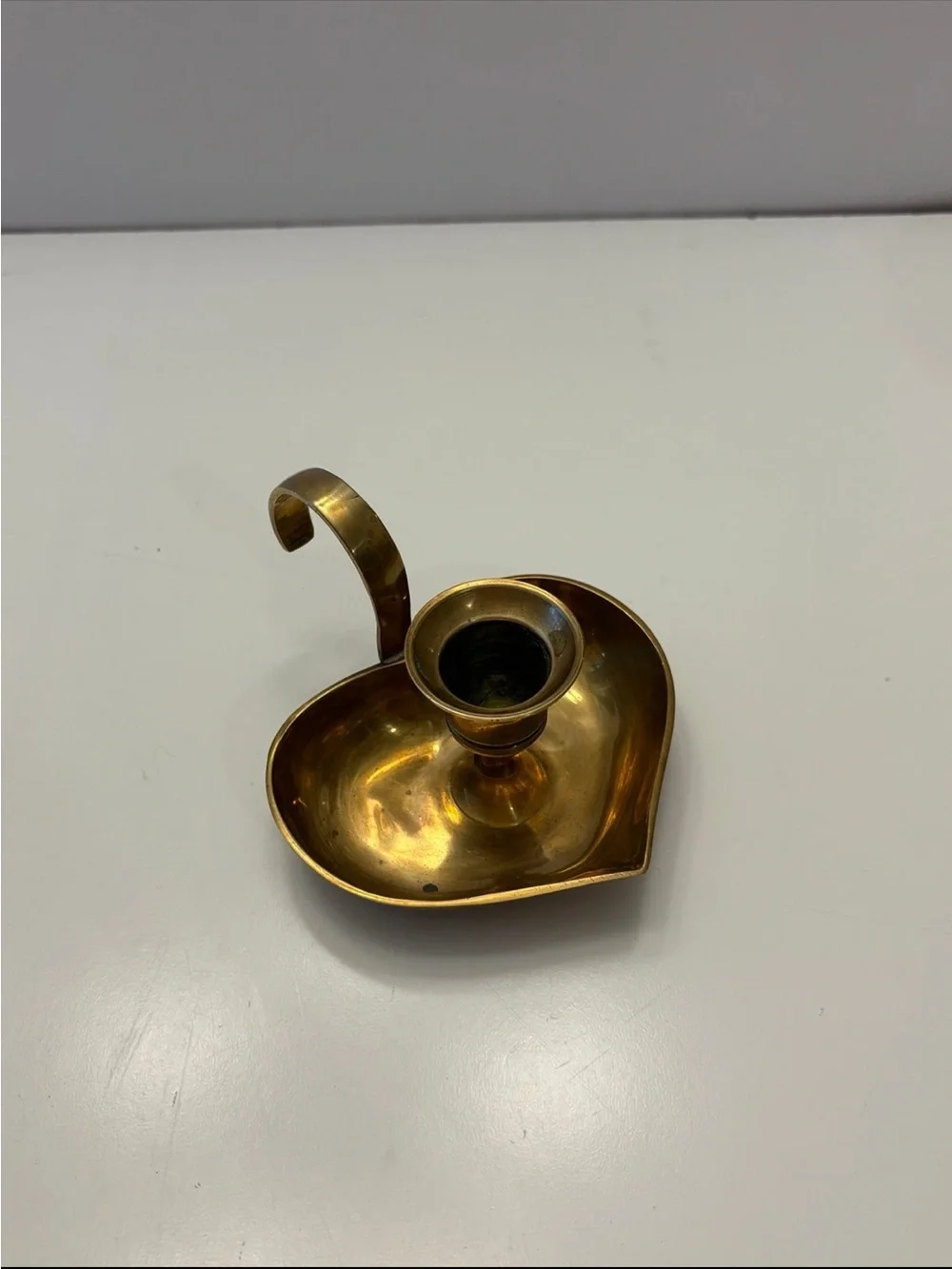 Vintage brass heart shaped candlestick holder